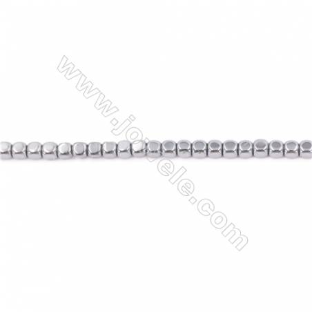 Silver Plated Hematite Beads Strand  Cube  Size: 3x3x3mm  Hole 0.8mm  about 135 beads/strand 15~16"