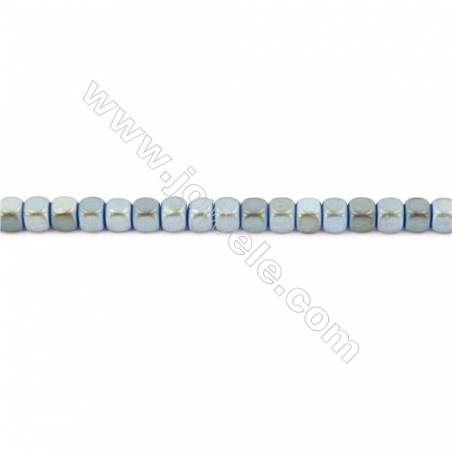 Hématite de galvanoplastie Perle carrée mate sur fil  Taille 4x4mm trou0.8mm Environ 100perles/fil 15~16"