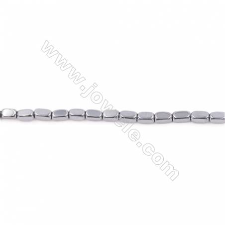 Silver Plated Hematite Beads Strand, Cuboid, Size 4x2x2mm, Hole 0.8mm, about 95 beads/strand 15~16"
