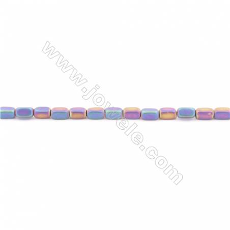 Frosted Various Colors Plated Hematite Beads Strand  Cuboid  Size: 4x2x2mm  Hole 0.8mm  about 100 beads/strand 15~16"