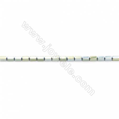 Hématite de galvanoplastie Perle rectangle facette sur fil  Taille 4x2mm trou0.8mm Environ 100perles/fil 15~16"