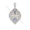 925 Sterling silver platinum plated zircon pendant findings-D5497 25x39 mm x 5 pc diameter 9mm small needle diameter 0.9mm