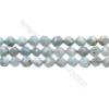 Natürlicher Aquamarin Perlenkette Stern Schnittwinkel  8x8mm, Loch 0.8mm, 15~16" x1 Strang