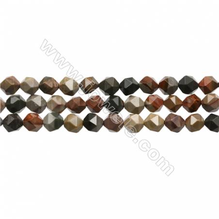 Polychrome Jasper Beads Strands, Star Cut Faceted, Size 8x8mm, Hole 1mm, 15~16"/strand