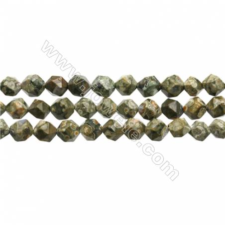 Grade A natürlicher Rhyolith-Edelstein Perlenkette Stern Schnittwinkel 10x10mm Loch 1mm, 15~16" x1 Strang