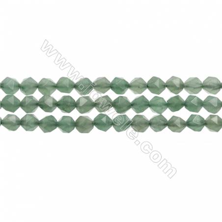 Natural Green Aventurine Beads Strands, Star Cut Faceted, Size 6x6mm, Hole 0.8mm, 15~16”/strand