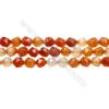Natural Carnelian Beads Strands, Star Cut Faceted, Size 10x10mm, Hole 0.8mm, 15~16"/strand