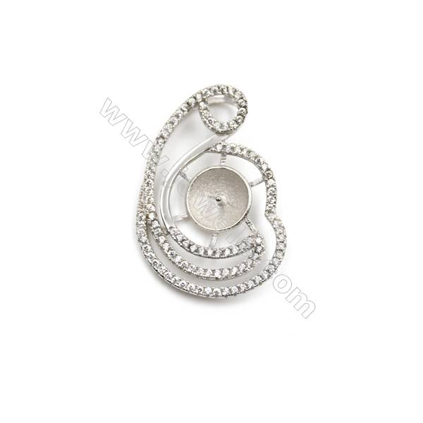 Pendentif pour perle semi-percée en Argent 925 rhodié avec Zirconium-D5537 19x28mm x 5pcs