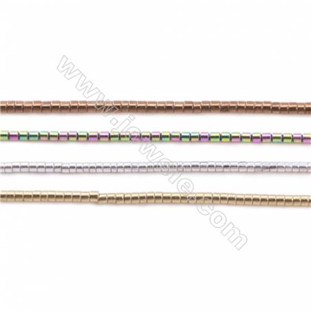 Various Colors Plated Hematite Beads Strand  Tube  Size: 1x1mm  Hole 0.6mm  about 400 beads/strand 15~16"