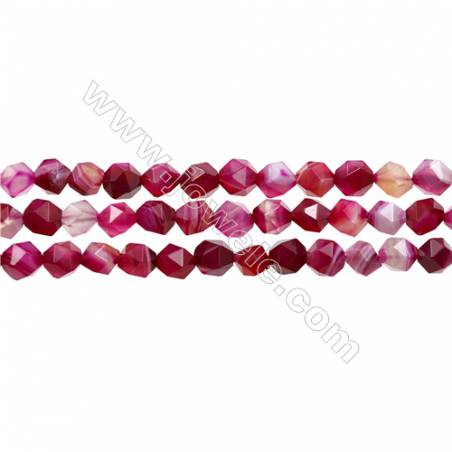 Natural Pink Sardonyx Beads Strands, Rose Agate Beads, Star Cut Faceted, Size 8x8mm, Hole 1mm, 15~16"/strand