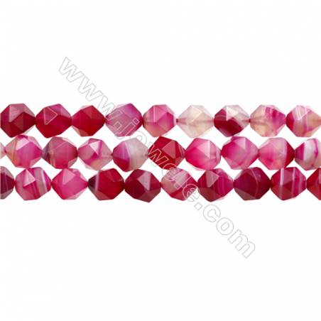 Pedra Ágata Ónix Natural Rosa lapidada com 10mm por 10mm e furo de 1mm,15~16"x1