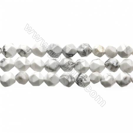 White Howlite Beads Strands, Star Cut Faceted, Size 6x6mm, Hole 0.8mm, 15~16"/strand