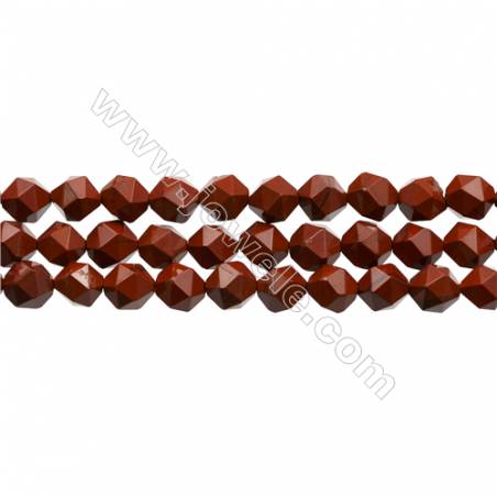 Red Jasper Beads Strands, Star Cut Faceted, Size 8x8mm, Hole 0.8mm, 15~16"/strand