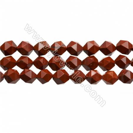 紅石串珠 切角星形 尺寸10x10毫米 孔徑0.8毫米 長度39-40厘米/條