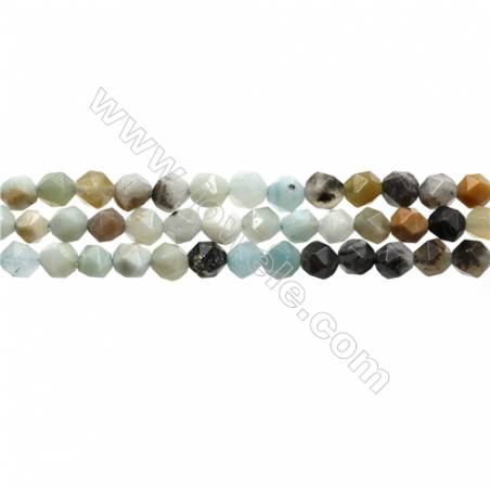 Schwarzer Amazonit Edelstein Perlenkette  Stern Schnittwinkel 6x6mm, Loch 0.8mm, 15~16" x1 Strang