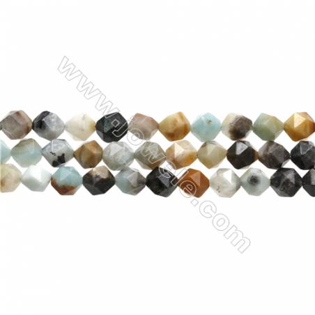 Schwarzer Amazonit Edelstein Perlenkette  Stern Schnittwinkel 10x10mm, Loch 1 mm, 15~16" x1 Strang