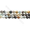 Black Amazonite Gemstone Beads Strands, Star Cut Faceted, Size 10x10mm, Hole 1mm, 15~16"/strand