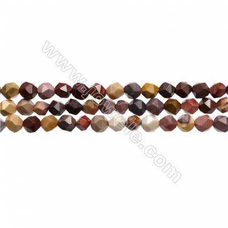 Mookaite Jasper Beads Strands, Star Cut Faceted, Size 6x6mm, Hole 0.8mm, 15~16"/strand