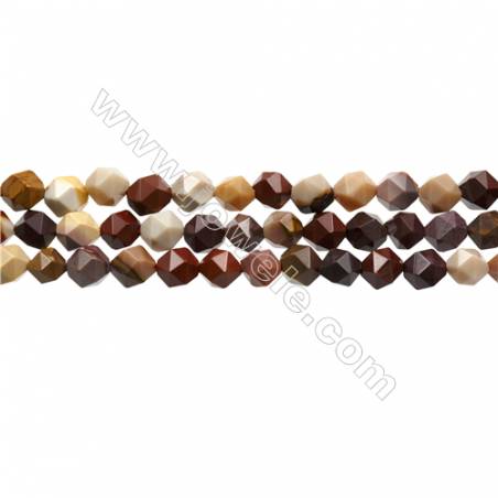 Mookaite Jasper Beads Strands, Star Cut Faceted, Size 8x8mm, Hole 0.8mm, 15~16"/strand