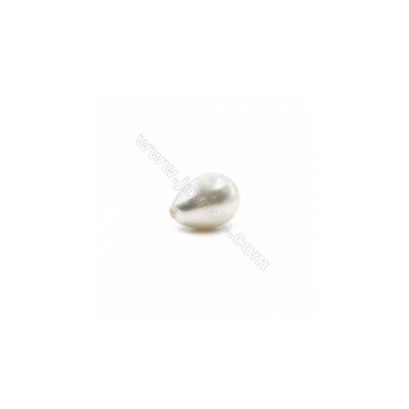 Perlas de concha electrochapada Semi-perforada Gota Tamaño10x15mm Agujero1mm 10unidades/paquete