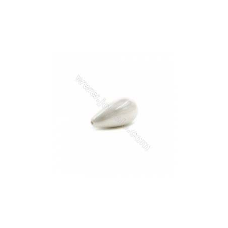 Perlas de concha electrochapada Semi-perforada Gota Tamaño16x30mm Agujero0.8mm 6unidades/paquete