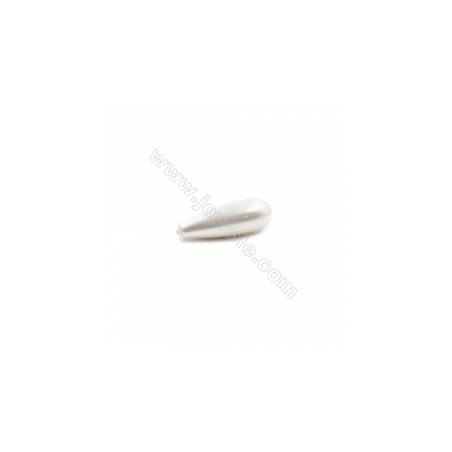 Perlas de concha electrochapada Semi-perforada Gota Tamaño10x31mm Agujero0.8mm 6unidades/paquete