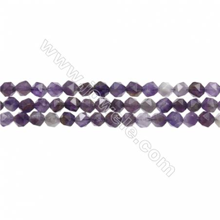 狗牙紫晶切角串珠 星形 尺寸 6x6毫米 孔徑 0.8毫米 15~16”/串