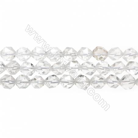 Natural Rock Crystal Beads Strand, Star Cut Faceted, Size 8x8mm, Hole 0.8mm, 15~16”/strand