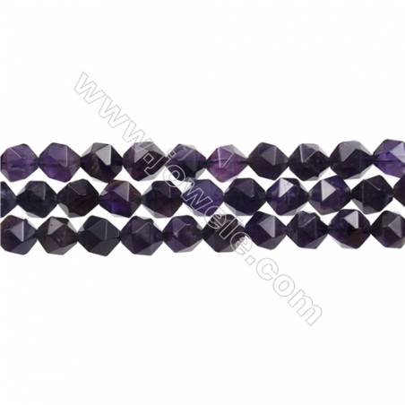 Grade AA Amethyst Beads Strands, Star Cut Faceted, Size 10x10mm, Hole 0.8mm, 15~16"/strand