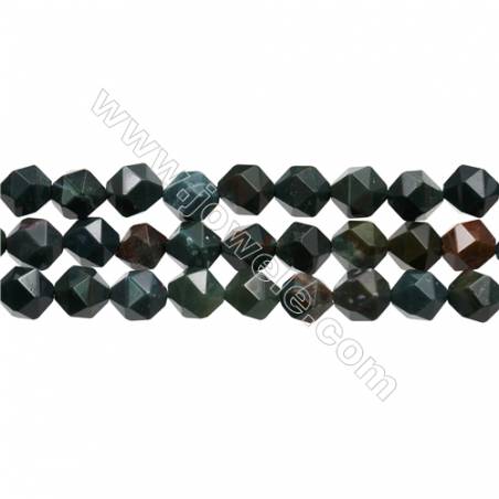 Blood Stone Beads Strands, Star Cut Faceted, Size 10x10mm, Hole 1mm, 15~16"/strand