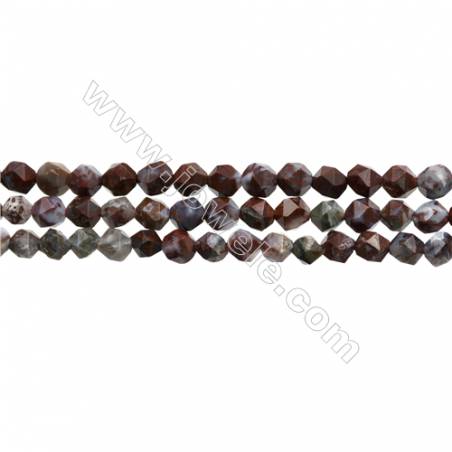Red Lightning Agate Beads Strands, Star Cut Faceted, Size 6x6mm, Hole 0.8mm, 15~16"/strand
