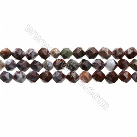 Red Lightning Agate Beads Strands, Star Cut Faceted, Size 8x8mm, Hole 0.8mm, 15~16"/strand