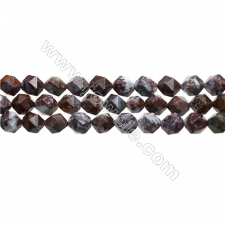 Red Lightning Agate Beads Strands, Star Cut Faceted, Size 10x10mm, Hole 0.8mm, 15~16"/strand