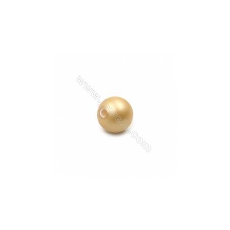 Multi-Color Eletroplating Matte Shell Pearl Half-drilled Beads Round Diameter 14mm  Hole About 3mm 10pcs/Pack