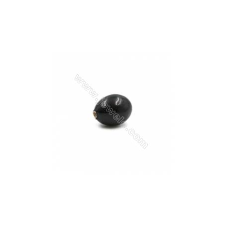 Bunt Muschel halb gebohrte Perlen  galvanisch  oval  10x14mm  Loch 1mm  10 Stck/Packung