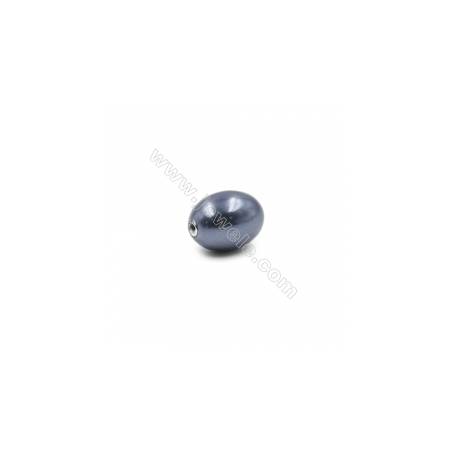 Bunt Muschel halb gebohrte Perlen  galvanisch  oval  10x14mm  Loch 1mm  10 Stck/Packung