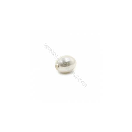 Bunt Muschel halb gebohrte Perlen  galvanisch  oval  6x8mm  Loch 0.8mm  10 Stck/Packung