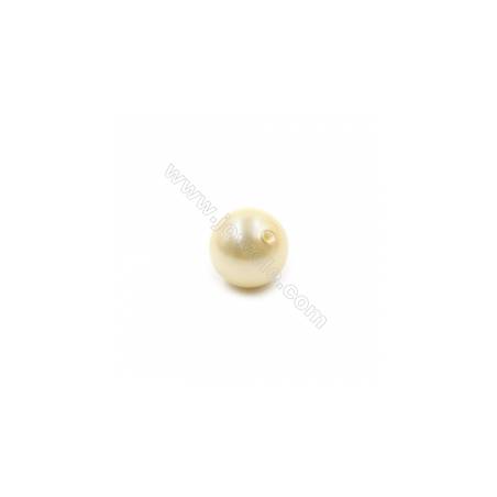 Multi-Color Eletroplating Shell Pearl Half-drilled Beads Round Diameter 14mm Hole 1mm  20pcs/Pack