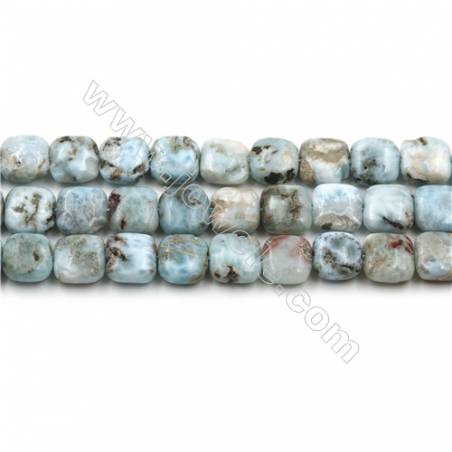 Natural Copper Pectolite/ Larimar Beads Strands, Square, Size 10mm, Hole 1mm, 15~16"/strand