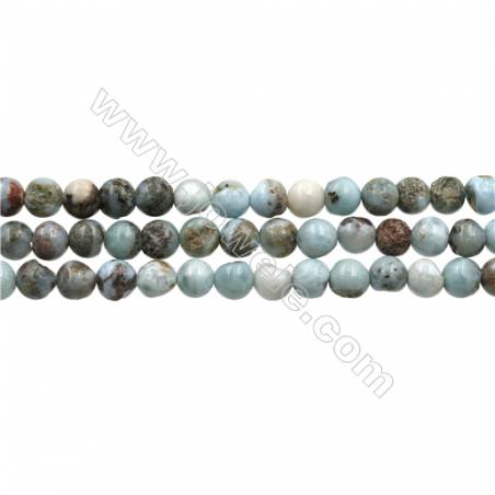 Natural Copper Pectolite/ Larimar Beads Strands, Round, Size 6mm, Hole 1mm, 15~16"/strand