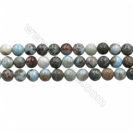 Natural Copper Pectolite/ Larimar Beads Strands, Round, Size 8mm, Hole 0.8mm, 15~16"/strand