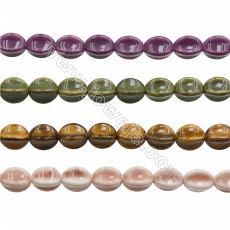 Handmade Mix Color Porcelain/Ceramic Beads Strands, Cross, Size 12x17mm, Hole 2.5mm, about 24 beads/strand