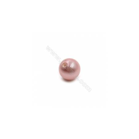 Multi-Color Eletroplating Shell Pearl Half-drilled Beads Round Diameter 8mm Hole 1mm 40pcs/Pack
