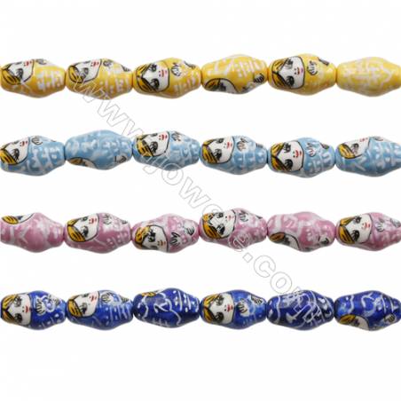 Handmade Mix Color Porcelain/Ceramic Beads Strands, Cartoon, Size 13x22mm, Hole 2mm, about 16 beads/strand