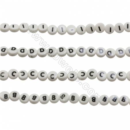 Keramik/Porzellan bunte Perlenkette  Alphabet  Durchmesser 8mm  Dicke 4mm  Loch 1.5mm  ca. 50 Stck / Strang 15~16"