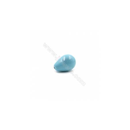 Perlas de concha electrochapada Semi-perforada Gota Tamaño14x19mm Agujero0.8mm 10unidades/paquete