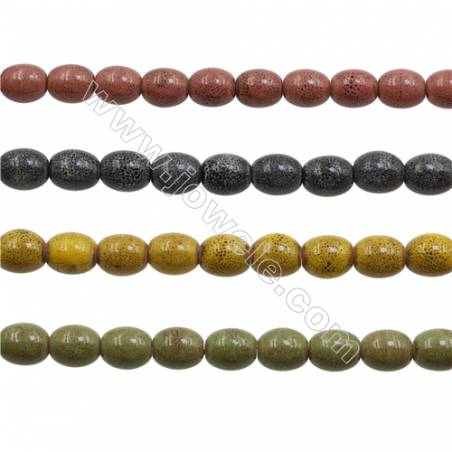 Handmade Mix Color Porcelain/Ceramic Beads Strands, Oval, Size 12x14mm, Hole 2.5mm, about 28 beads/strand 15~16"