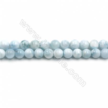 Grade A Natural Copper Pectolite/ Larimar Beads Strands, Round, Size 6mm, Hole 0.8mm, 15~16"/strand