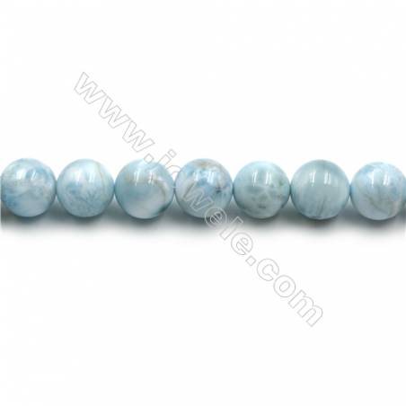 Grade A Natural Copper Pectolite/ Larimar Beads Strands, Round, Size 10mm, Hole 1mm, 15~16"/strand