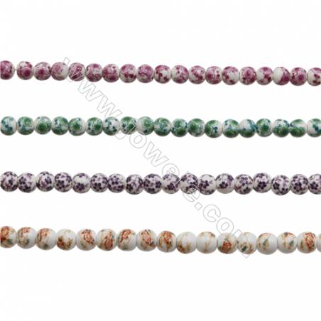Handmade Mix Color Porcelain/Ceramic Beads Strands, Round, Diameter 6mm, Hole 2mm, about 70 beads/strand 15~16"